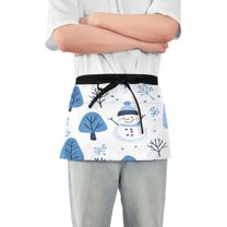 Yayeee Waist Apron with Pockets for Cooking Waterproof Half Server Aprons, Simple Cartoon Snowmen