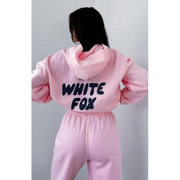 Hoodie white Fox Outerwear two Pieces Of Hoodie Suits Long sleeved Hooded Outfit Set Walmart