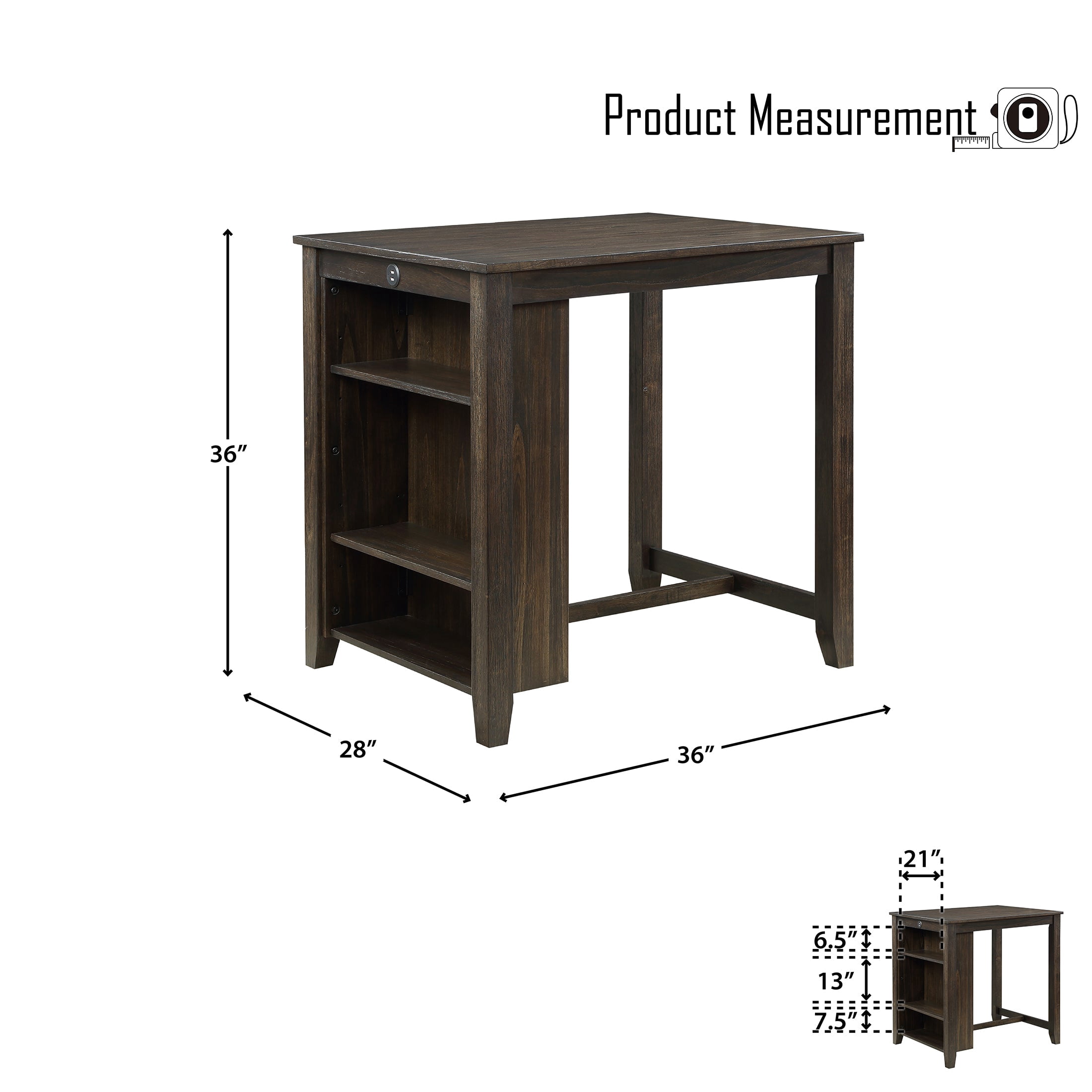 OakvillePark Malbons 3-Piece Pack Counter Height Dining Set, Dark Cherry