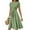 Light Green, variant on WTOBBY Women's Summer Casual Floral Print Belted Dress Short Sleeve Round Neck Elegant Office Wear,Light Purple L