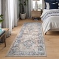 thumbnail image 3 of Bloom Rugs Washable Non-Slip 10 ft Runner - Beige / Ocean Blue Traditional Oriental Runner for Entryway, Hallway, Bathroom, and Kitchen - Exact size: 2'6" x 10', 3 of 10