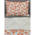 thumbnail image 3 of Coral Comforter & Sham Bedding Set, Soft Pastel Poppy Flowers on Chevron Zigzag Backdrop Romantic Feminine, 3 pcs Duvet Set Microfiber Filling Quilt, 5 Sizes, Coral Pale Blue Yellow, by Ambesonne, 3 of 4