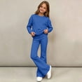thumbnail image 4 of Zpanxa Girls Fall Outfits Solid Color Long Sleeve Crew Neck Top and Flared Pants Two Piece Set, 4 of 6