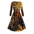 thumbnail image 4 of Christmas Dresses for Women Women's Casual And Fashionable Christmas Printed Long Sleeved V-neck Sexy Dress with Pockets for Holiday Party,Gold,5XL, 4 of 7
