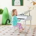 thumbnail image 3 of Gymax 30-Key Classic Baby Grand Piano Toddler Toy Wood w/ Bench & Music Rack White, 3 of 10