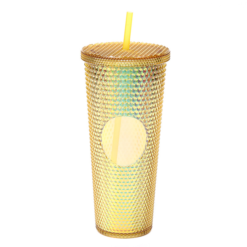 Studded Tumbler With Lid And Straw, Tumbler Cup for Iced Coffee