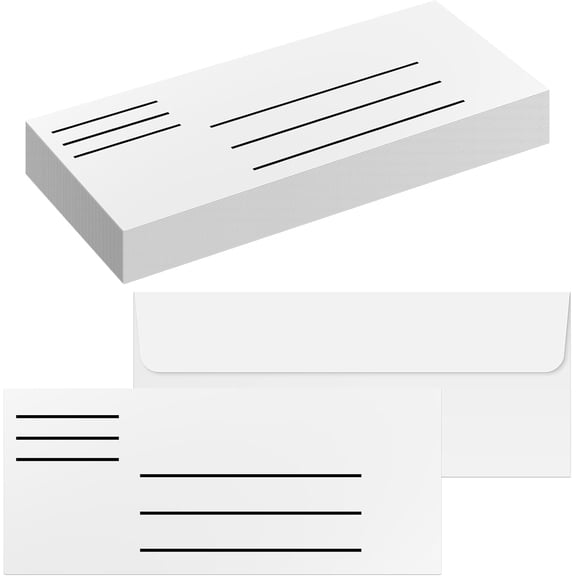 100 Pack Low Vision #10 Envelopes Number 10 Business Letter Envelopes with Gummed Seal, White
