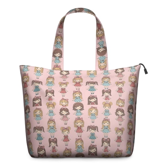 Doll Princess Pattern Travel Tote Bags for Women Carry On,Large Weekender Bags for Women Travel,Multi Functional Duffle Bag for Work,Shopping,Sports