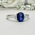 thumbnail image 2 of Blue Sapphire Oval cut gemstone engagement ring 925 sterling silver ring, 2 of 5