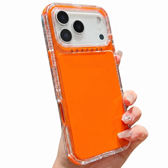 Dteck Protective Phone Case for iPhone 17 Pro Max, Anti-Yellowing Anti-Scratch Back and Non-Slip Clear Bumper,Orange