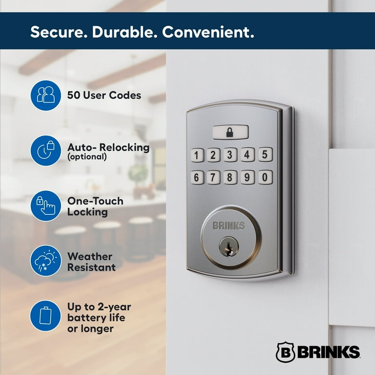 Brink's Electronic Deadbolt in Satin Nickel Finish Brink's Electronic Deadbolt in Satin Nickel Finish