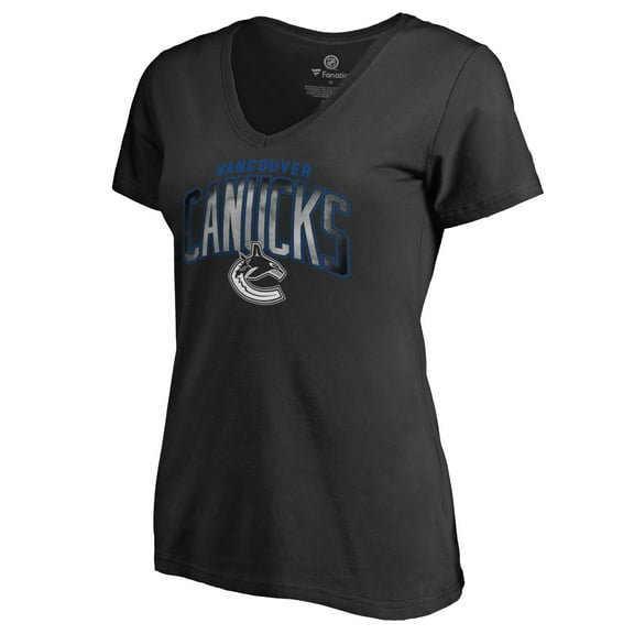 Women's Black Vancouver Canucks Arch Smoke V-Neck T-Shirt