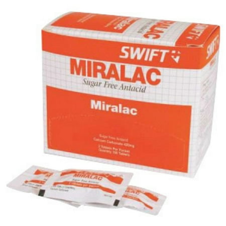 Miralac Antacid Tablets,Calcium carbonate 420mg, 50x2-Box of