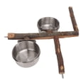 thumbnail image 3 of Soporte de madera para loros con cuenco de comida de acero inoxidable, soporte para alimentador de alimentos, conjunto de alimentador de jaula para pájaros combinado L, 3 of 5