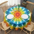 thumbnail image 3 of Colorful Rainbow Tie Dye Spiral Pattern Round Tablecloth 60"x60",Wrinkle Wipeable Table Cloth for Kitchen Dining Room Picnic Patio Party, 3 of 6