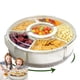 thumbnail image 1 of Portable Rotating Snack Tray with Lid and Handle, 4.5L Clear Rotating Veggie Fruit Tray, Candy Snacks Divided Food Serving Tray, Snackle Box Container (11 * 3.15in), 1 of 8