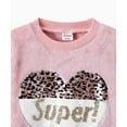 thumbnail image 6 of PatPat Girls Dresses Pink Fleece Pullover Graphic Letter Heart Sequins Sweatshirt Dress Sizes 4-12, 6 of 8