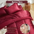 thumbnail image 7 of MR&HM Reversible Satin Microfiber Comforter 3 Pieces King Size, Burgundy King Comforter Set for All Seasons, Silky Soft Satin Comforter for Hair and Skin, with Satin Pillowcases Set of 2, 7 of 7