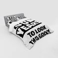 thumbnail image 2 of Ambesonne Black and White Bedding Set 4 Pcs, Funny Slogan, Queen, Black and White, 2 of 2