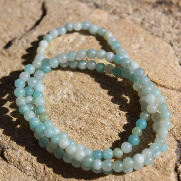 Natural 4mm Amazonite Stone Bracelet Gemstone Healing Crystal Elastic Bracelet