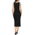 thumbnail image 3 of INSPIRE CHIC Sleeveless Midi Dresses for Women's 2025 Square Neck Contrast Color Knit Bodycon Dress XS Black, 3 of 6