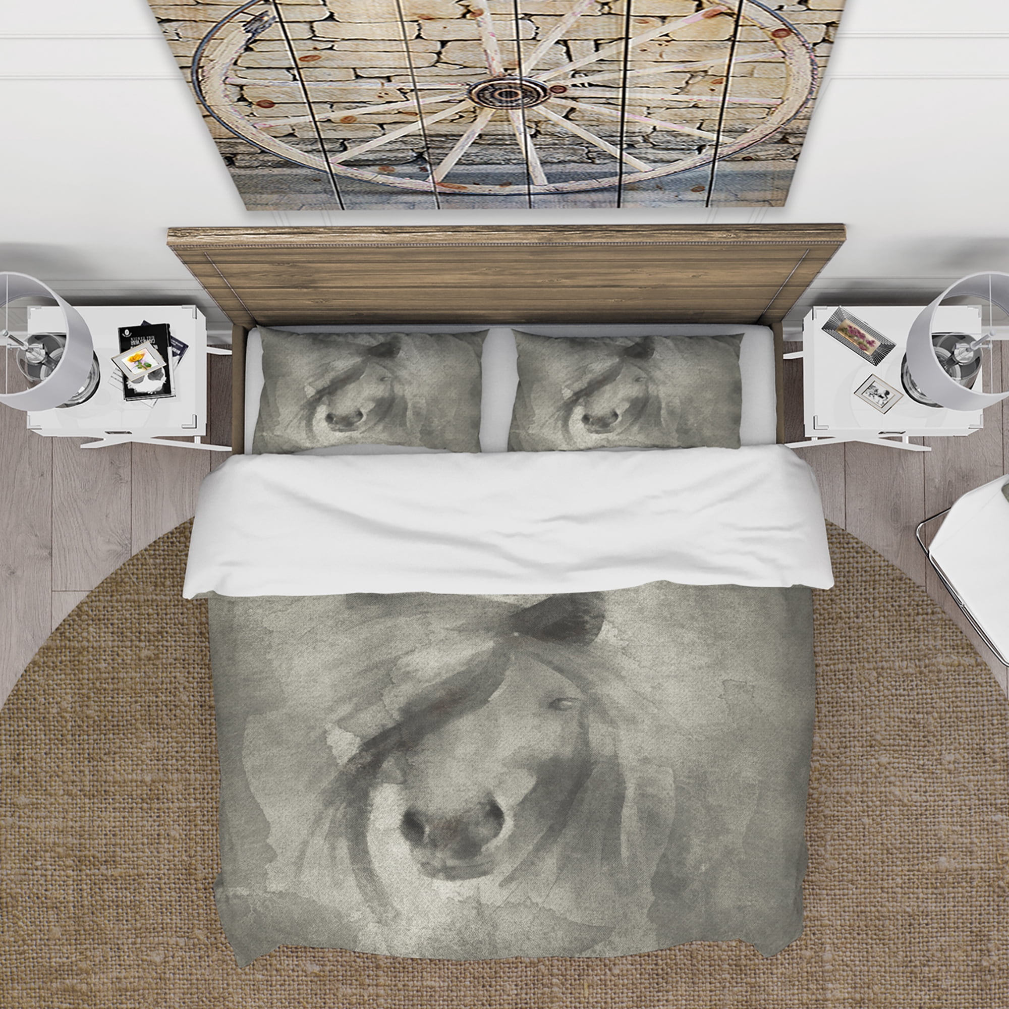 Designart 'Farmhouse Horse V' Farmhouse Duvet Cover Set