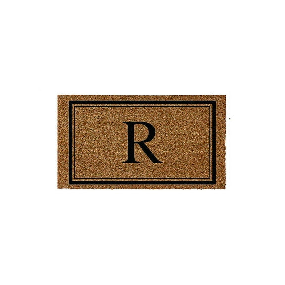 Evergreen Monogram Indoor Outdoor 100% Natural Coir Doormat 28" x 16" |  Letter  "R"