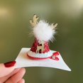 thumbnail image 1 of Ocho sombreros de asta para niños de Papá Noel, pinzas para el cabello para mujeres, sombreros de Papá Noel hechos a mano, sombreros para niñas de unos 5 cm, sombreros y faldas de unos 7 cm, 1 of 4