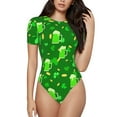 thumbnail image 2 of Goofa St Patrick's Day2 Printed Women Rash Guard Short Sleeve,Tummy control Swimsuit Surfing Swimsuit Bathing Suit One Piece Swimsuit UPF 50-, 2 of 9