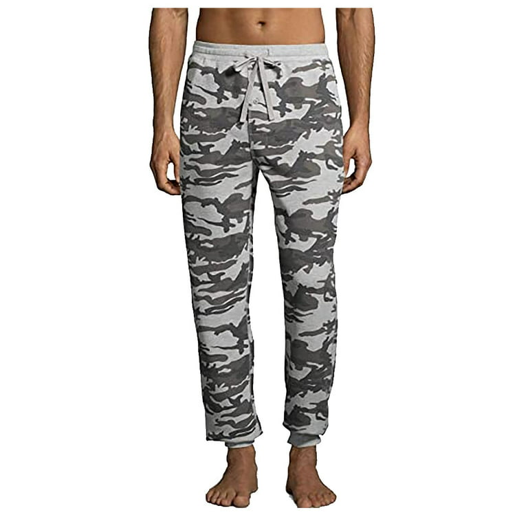 Hanes Men's Waffle Knit Jogger Sleep Lounge Pajama Pant Cotton Blend  41663-Medium (Camouflage)