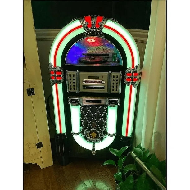 Retro JUKEBOX Wireless Wood Sound System CD MP3 Radio Wireless