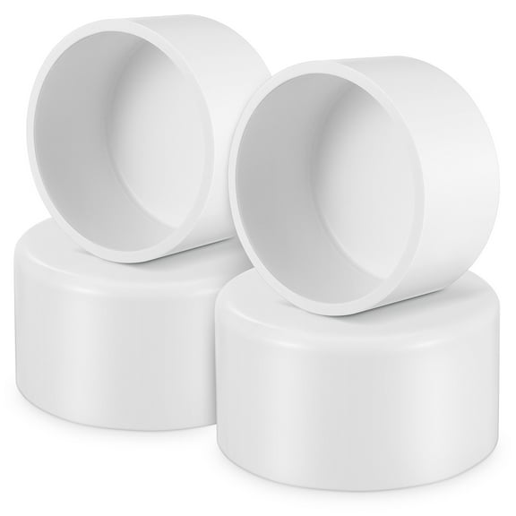FUTUREORYY 4Pcs Round White PVC Pipe End Cap Fitting Adapter for Sealing Pipes 2.5in Inner Diameter