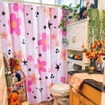 thumbnail image 2 of Cute Pink Halloween Shower Curtain for Bathroom Aesthetic Halloween Decorations, Funky Groovy Floral Ghost Spirit Shower Curtain Set, Modern Y2K Gothic Spooky Preppy Bath Curtain, 2 of 7
