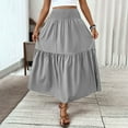 thumbnail image 6 of MIXUE Skirts For Women Summer Solid Color Elastic High Waist A Line Elegant Maxi Skirt Outwear,Gray,L, 6 of 7