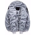 thumbnail image 6 of Frontwalk Men Hooded Sweatshirt Solid Color Outwear Full Zip Fleece Hoodies Work Casual Sherpa Lined Sweatshirts Coat Long Sleeve Plush Jacket All Black 3XL, 6 of 6