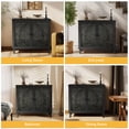 thumbnail image 7 of DWVO 2 Door Accent Sideboard Buffet Storage Cabinet, 27.6"H Vintage Console Table with Adjustable Shelf and Solid Wood Legs, Black, 7 of 7