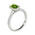 thumbnail image 4 of Mauli Jewels Rings for Women 3.40 Carat Diamond And Emerald Shaped Peridot Ring 4-prong 10K White Gold, 4 of 7