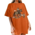 thumbnail image 6 of Womens Clothing Homenesgenics Womens Tops under $5 Women's Cowboy Competition Casual Concert T Shirts Vintage Cow Skull Graphic Tees Oversized Orange L, 6 of 7
