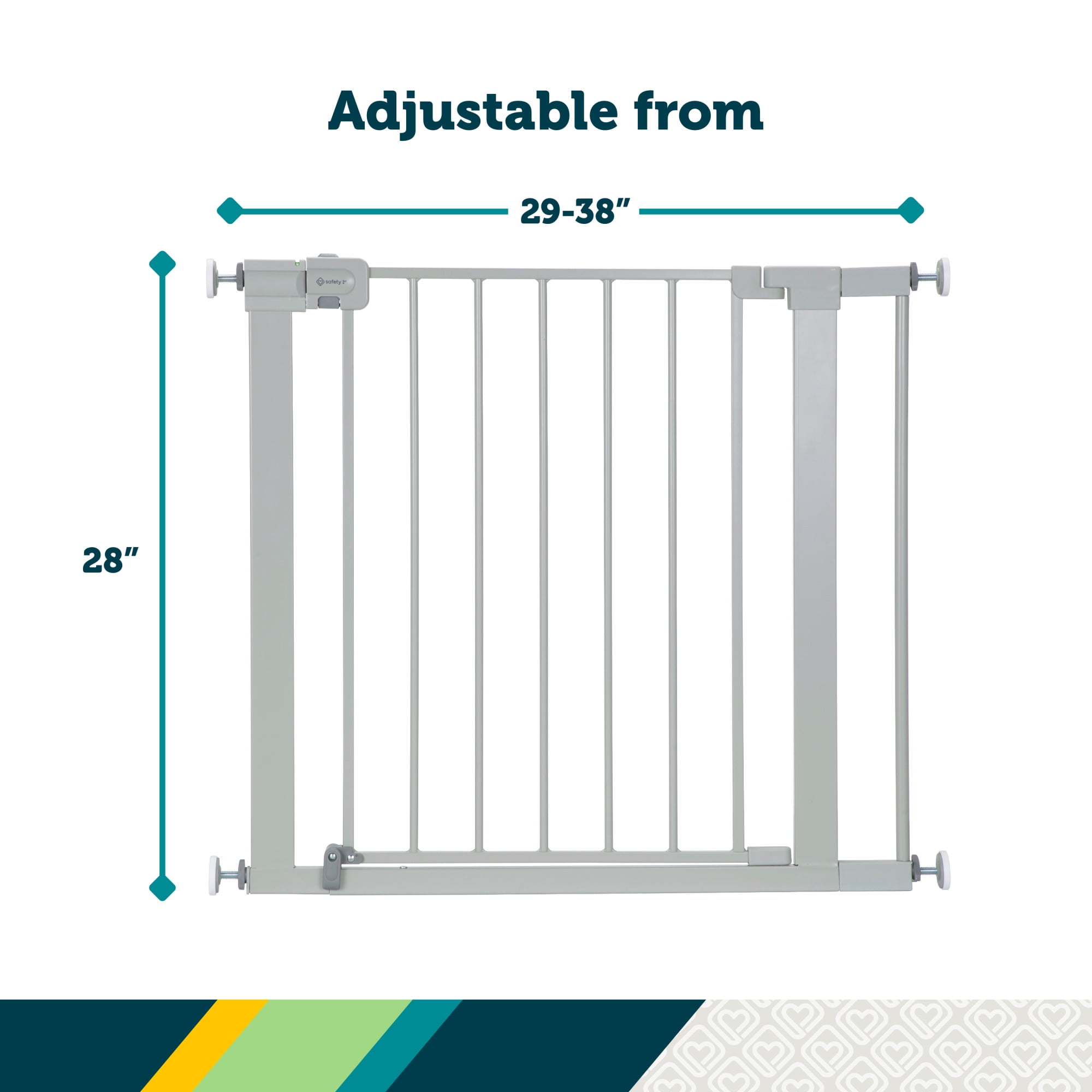 Safety 1st Pressure Mounted Baby Gates for Doorways, SecureTech® No-Drill, With Door, 29-38", Gray