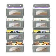 Swtroom 2 Pack 4-Shelf Over Door Hanging Organizer, Wall Mount Storage for Bedroom, Hanging Closet Organizer with Clear Window and Large Capacity PVC Pocket for Home Storage, Grey