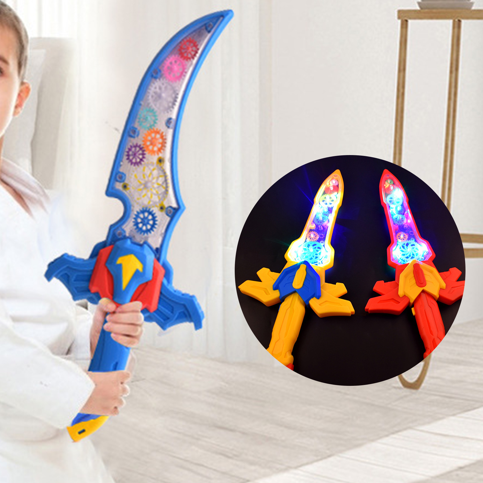 Chicmine Lightsaber Toy Cool Shape Colorful Lights Sound Effect