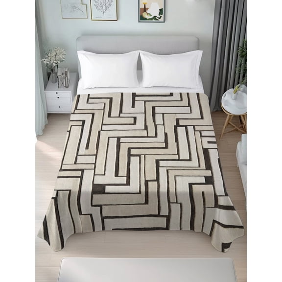 Queen Size Flat Sheet Only,Track Abstract Geometric Soft Top Bed Sheets Breathable Bedding Sheet Industrial Modern Style Microfiber Hotel Luxury Top Sheets
