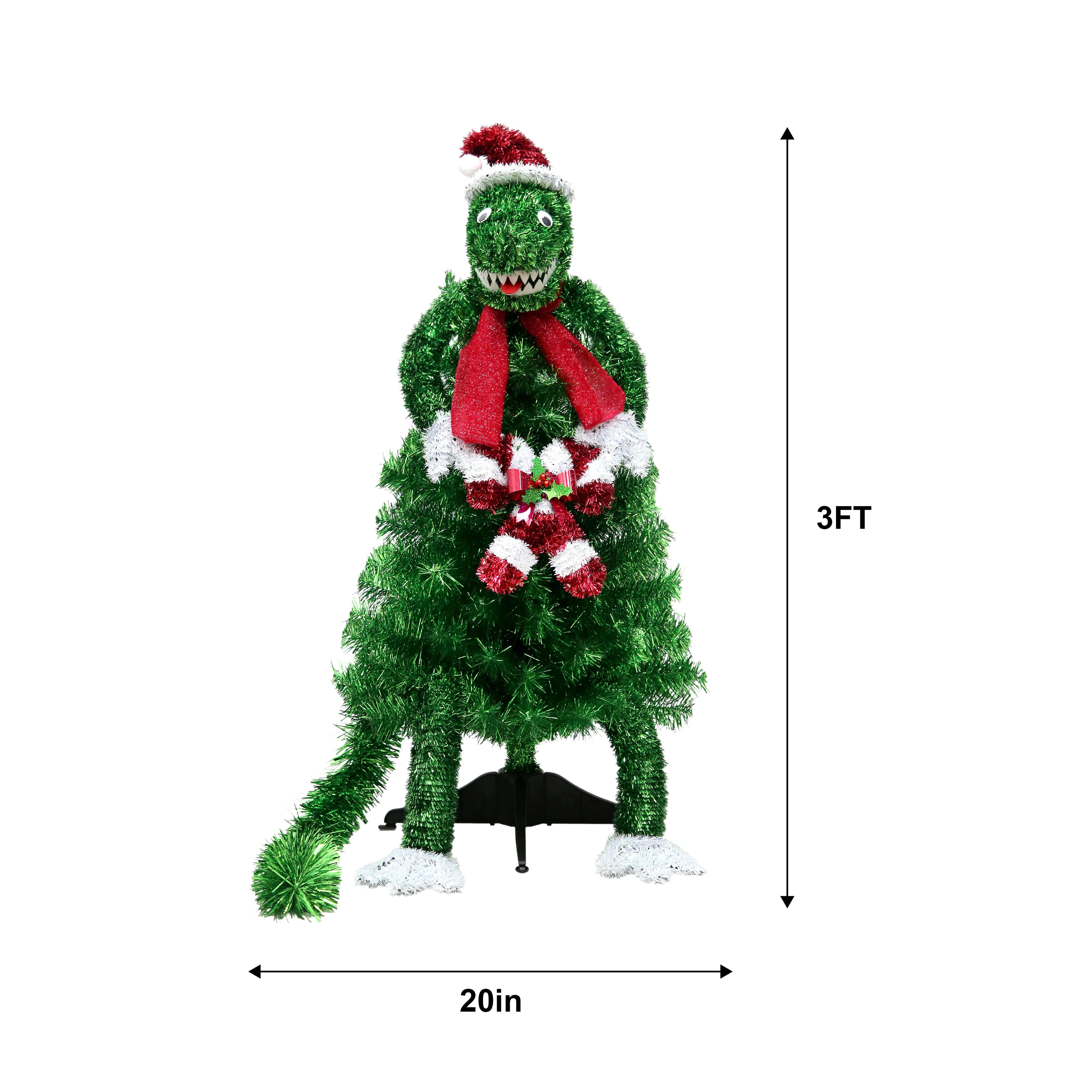 3 Foot Festive Collection T-Rex Tinsel Christmas Tree by Holiday Time