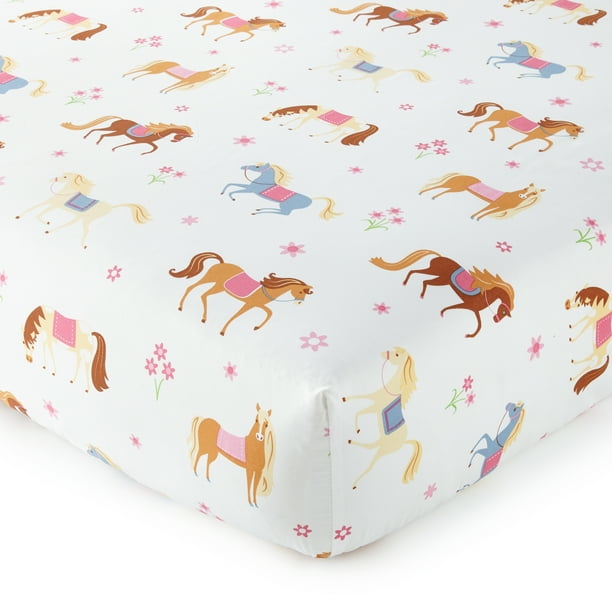 Horses 100 Cotton Fitted Crib Sheet