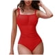 thumbnail image 2 of Trajes de baño de una pieza para mujer, traje de baño de bikini con tirantes y espalda descubierta de color liso para mujer, 2 of 7