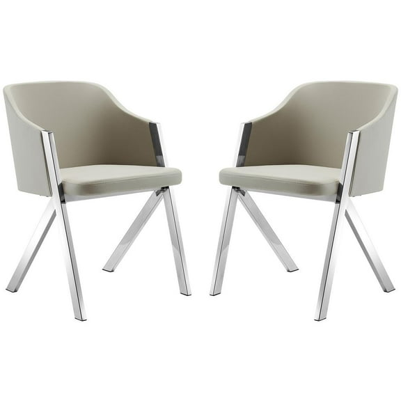 Casabianca Home Acorn Set of 2 Polyurethane Leather Dining Chairs - Taupe