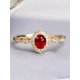 thumbnail image 2 of Vintage Exotic Style Women's 14k Gold Plated Pure Silver Ring With Inlaid Garnet, 2 of 5