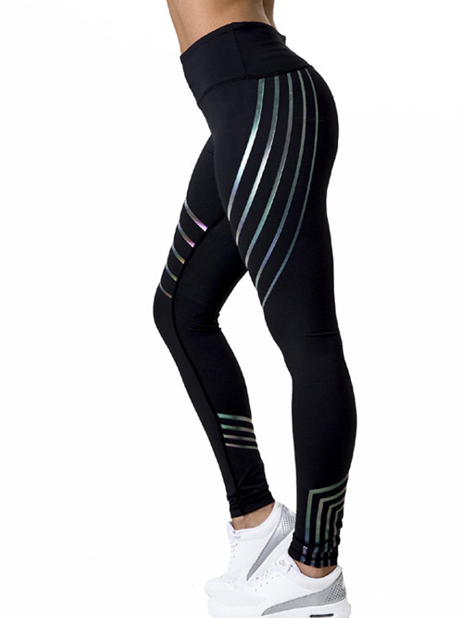 black and white striped workout pants