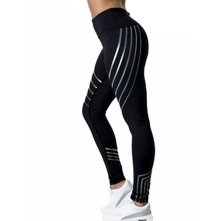 Women's Striped Leggings Gym Fitness Workout (Womens Best Gym Clothes)