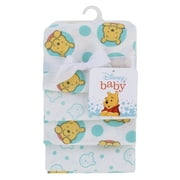 Disney Winnie the Pooh so Loved 4-PK Cotton Receiving Blankets, Yellow, Aqua, Boy and Girl Infant